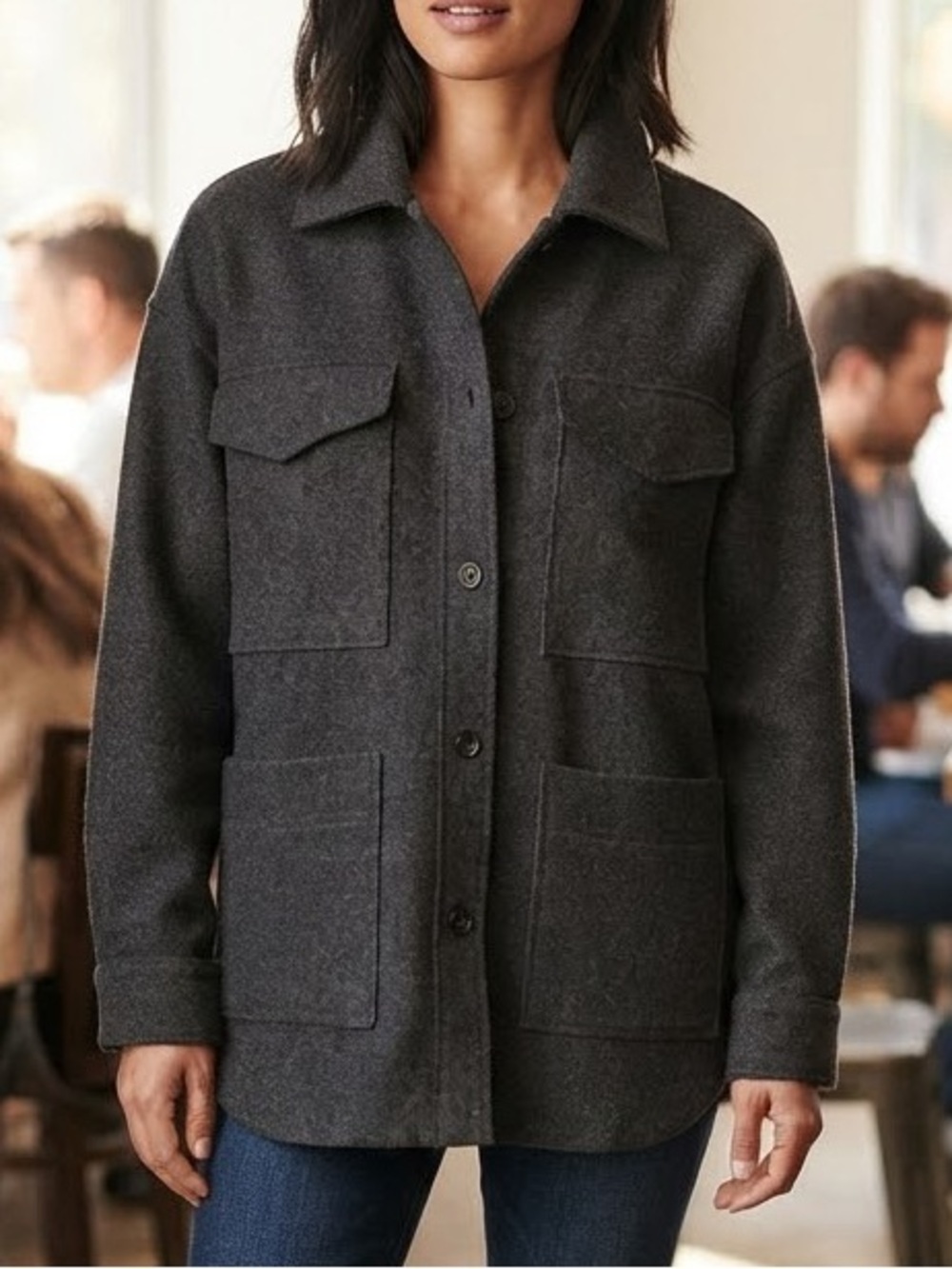 Banana Republic Dark Charcoal Utility Shacket Jacket